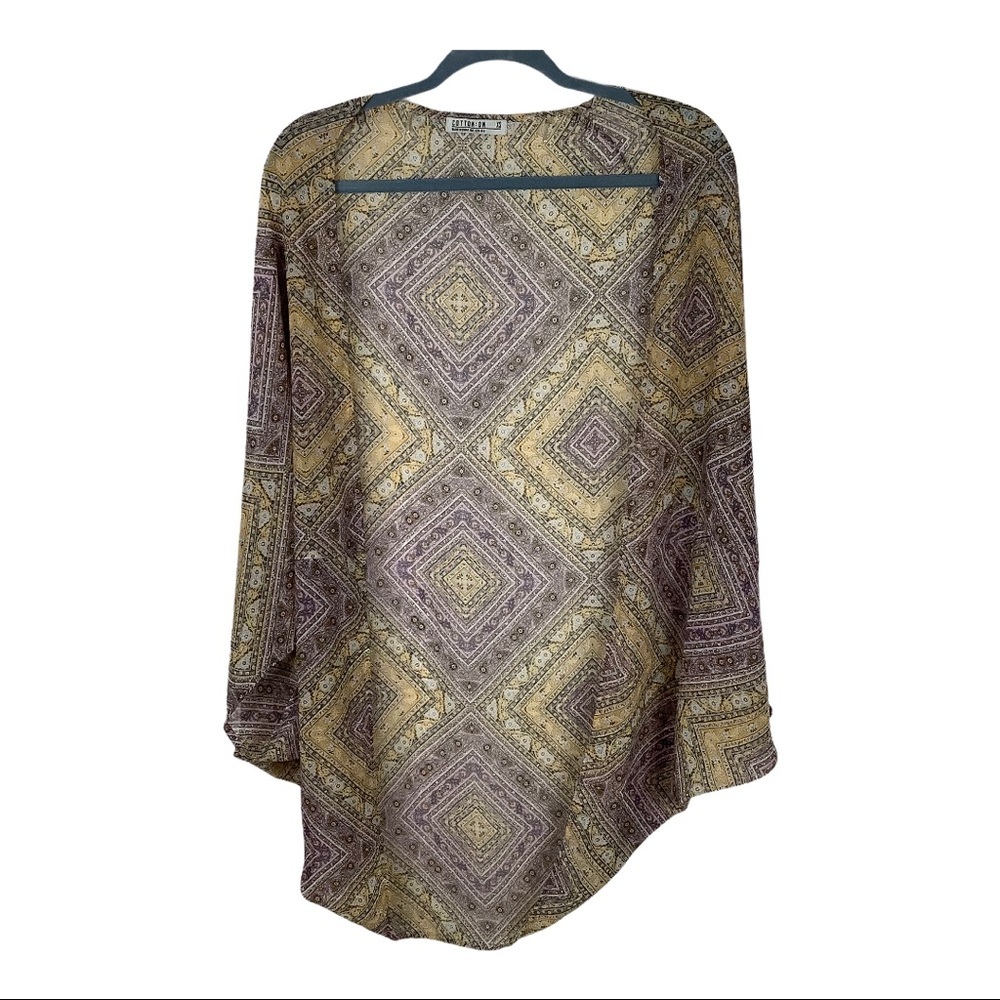 COTTON ON Women Size XS Boho Open Front Sheer Shawl Blouse Cardigan